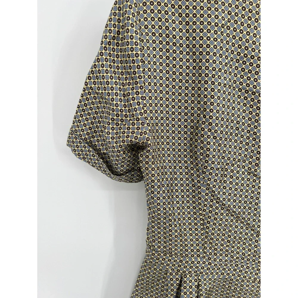 Michael Kors Collection Silk Shirt Dress Geometric Print Made in Italy Yellow 4